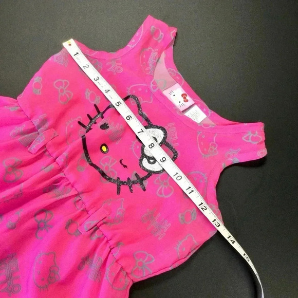 Girls Hello Kitty sleeveless Dress Pink 6/6X - Picture 5 of 11